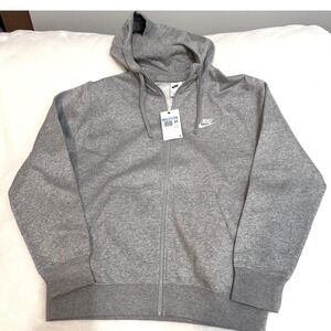 Nike NWT Mens Medium Sportswear Club Fleece Full Zip Hoodie Heather Grey BV2645